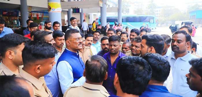 Pratap Sarnaik in action mode on the first day; Inspected Khopat bus station