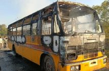 School bus catches fire in Chhatrapati Sambhajinagar